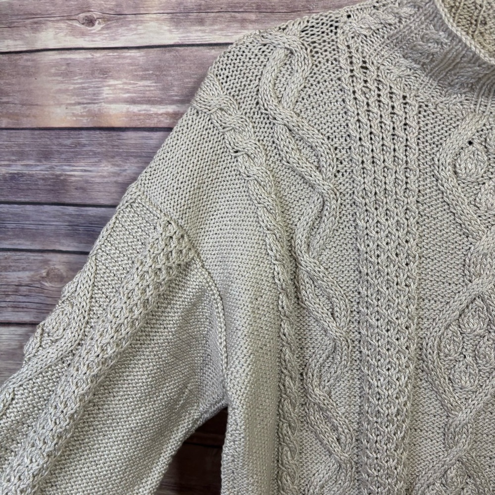 Deirdre McGuire Hand Knitted Cable Knit Mock Neck Size Large - Picture 5 of 8